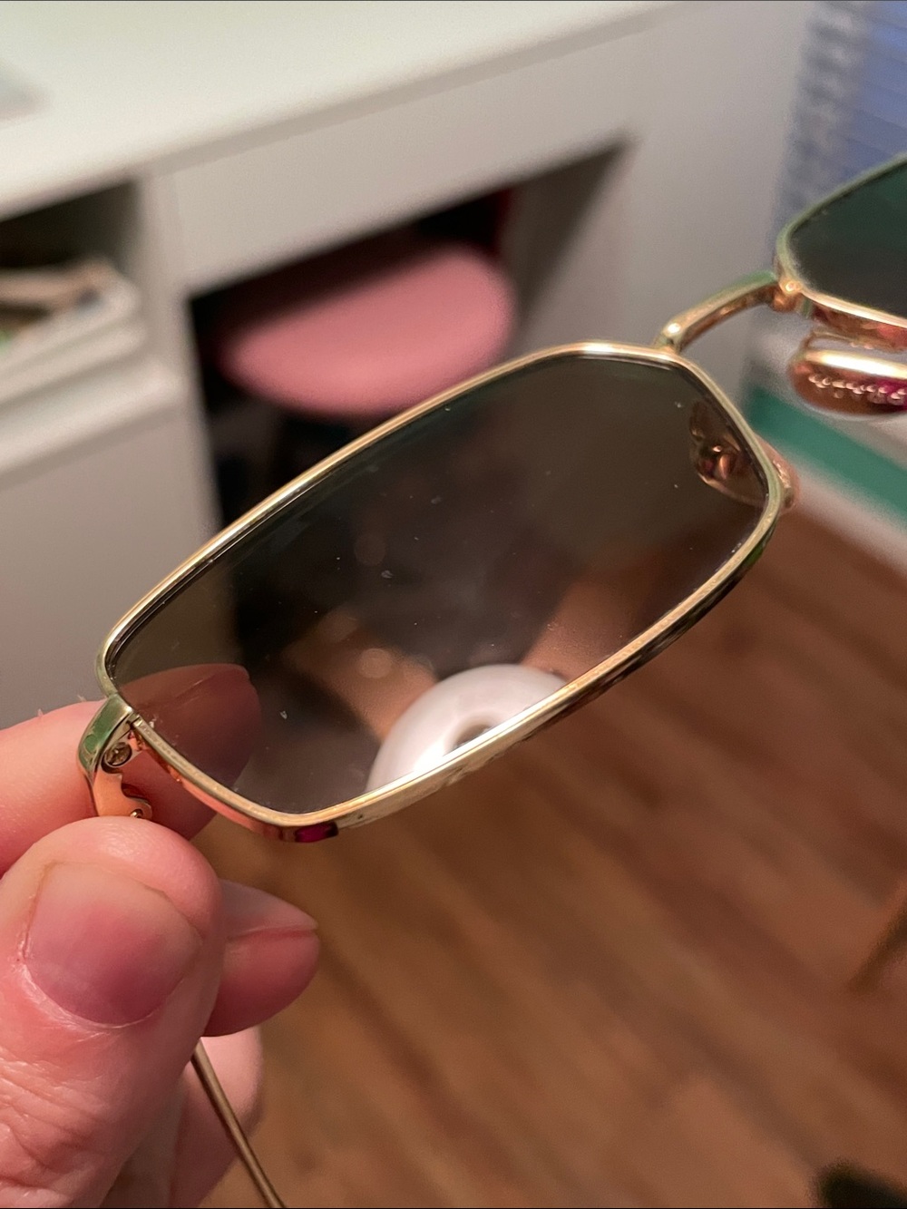 Prada Gold Metal Rectangle Sunglasses with Brown Lenses - Picture 8 of 14